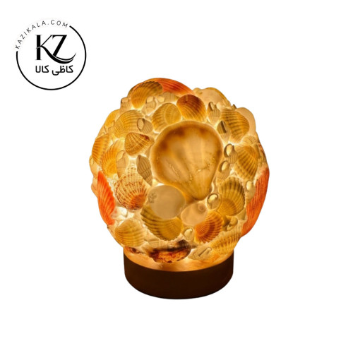 چراغ خواب لمسی دست‌ساز طرح صدف و مروارید | آباژور دکوراتیو رومیزی