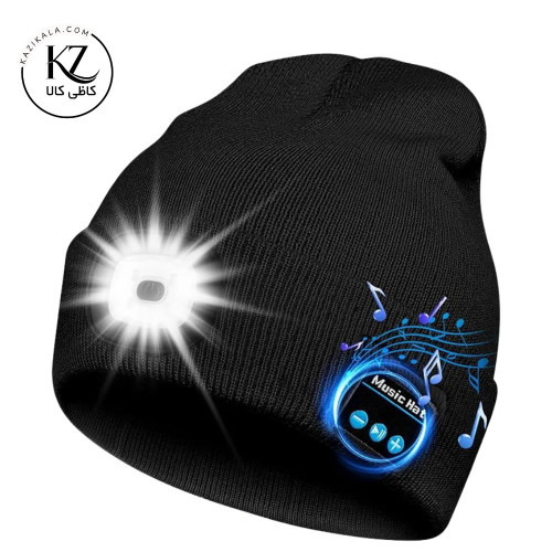 کلاه هوشمند زمستانی بلوتوثی با چراغ LED و اسپیکر | کلاه موزیکال چراغ قوه دار برای ورزش و سفر