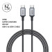 کابل شارژMIMTECH سوپر فست شارژ مدل 240W USB-C to USB-C با روکش کنفی (در طول‌های ۱.۲ و ۲ متری)