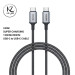 کابل شارژMIMTECH سوپر فست شارژ مدل 240W USB-C to USB-C با روکش کنفی (در طول‌های ۱.۲ و ۲ متری)